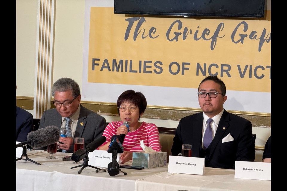 Athens Cheung, the wife of Tom Cheung, speaks on the "injustice" after charges were dropped for the driver involved in a crash that killed her late husband on May 2, 2019.