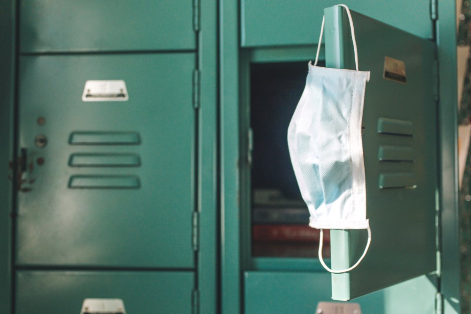 Mask on school locker during covid