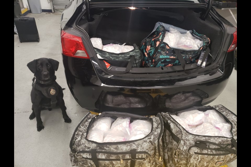 100 kg of methamphetamine was seized from a solo traveller at the Pacific Highway border crossing
