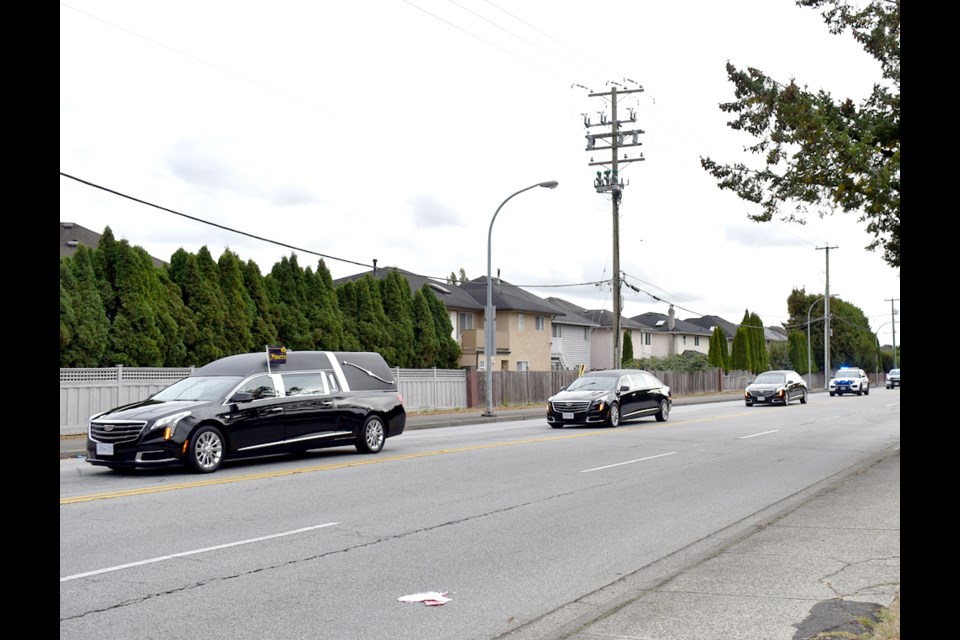 A hearse carried the body of Const. Shaelyn Yang who was stabbed to death on Tuesday.