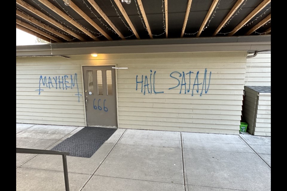 Satanic graffiti was sprayed on the Emmanuel Christian Community on No. 1 Road