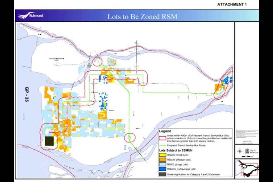 Map shows residential areas subject to pre-zoning for densification.