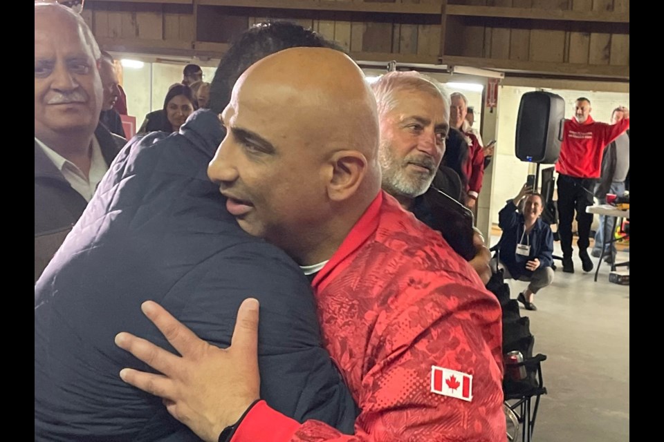 Re-elected Liberal MP for Richmond East-Steveston was greeted by supporters after a long night of waiting for election results.