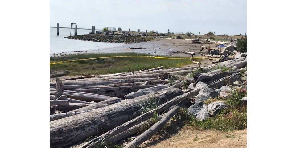 Tape blocking out the area was seen around some of the beaches at Garry Point Park on Friday afternoon.