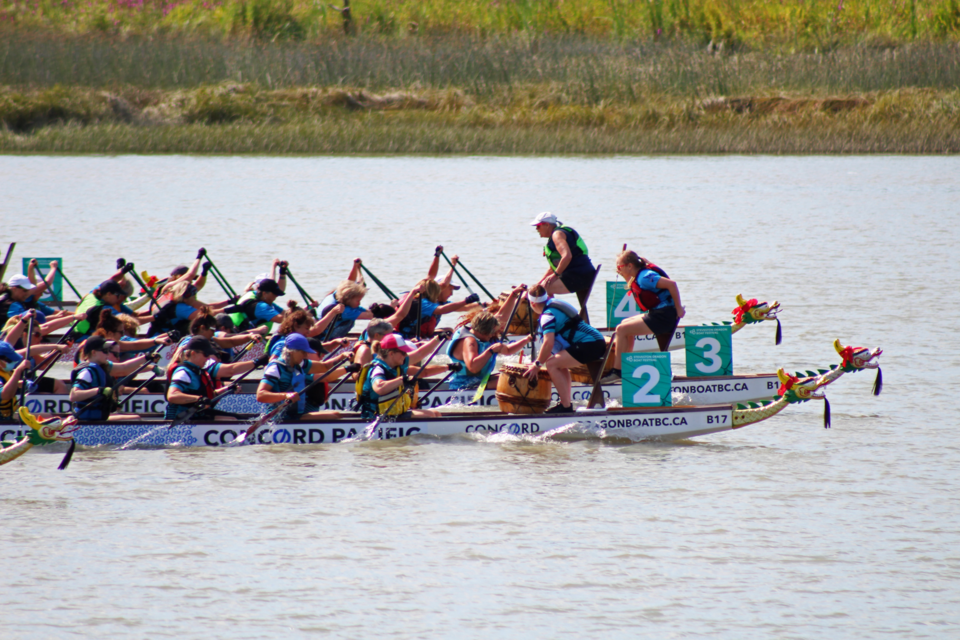 Crowds gathered at Imperial Landing Park on Saturday morning to take part in the Steveston Dragon Boat Festival.