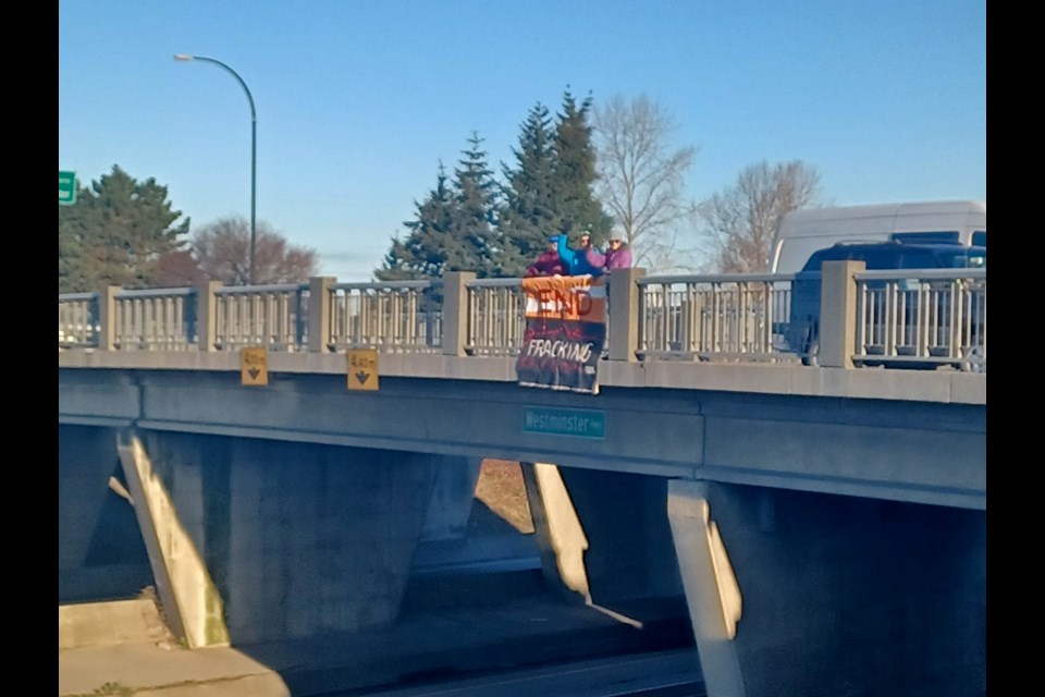 Demonstrators with Frack Free BC in Richmond.