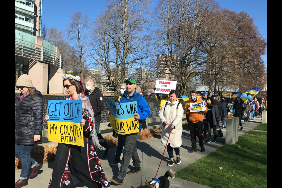 A large crowd gathered in Richmond in support of Ukraine, following Russia's full-scale invasion of the country.