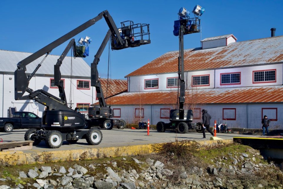 Filming of an episode of CBS's Tracker brought cranes to Steveston village.