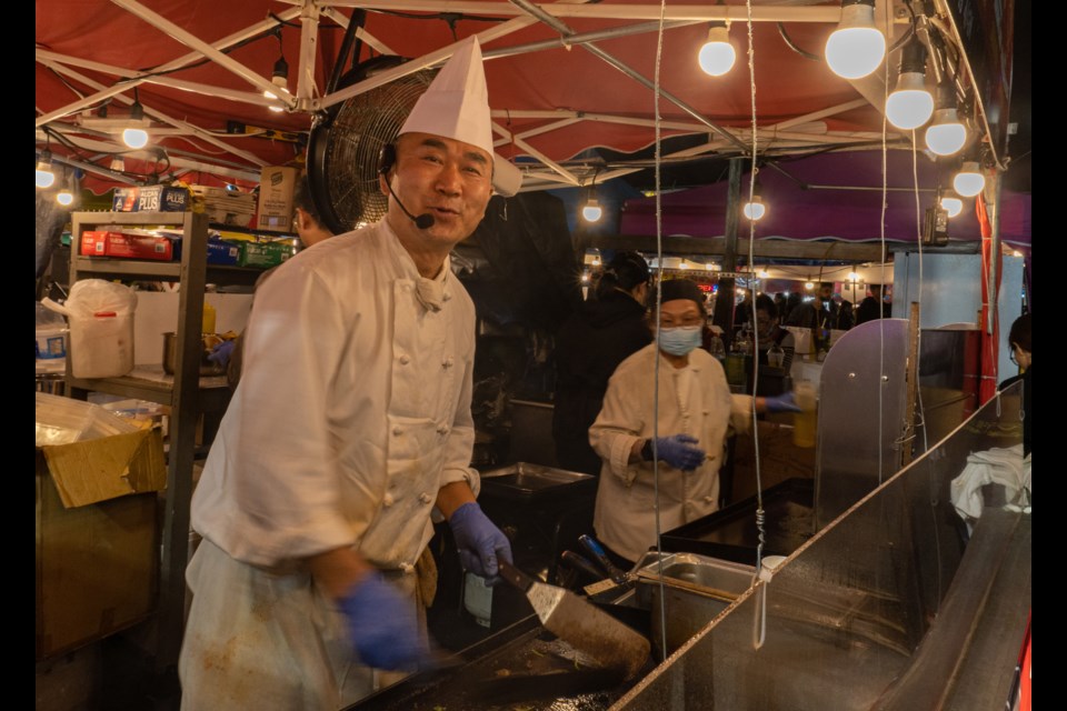 Chef James has been "performing" at the Richmond Night Market for 16 years in a row