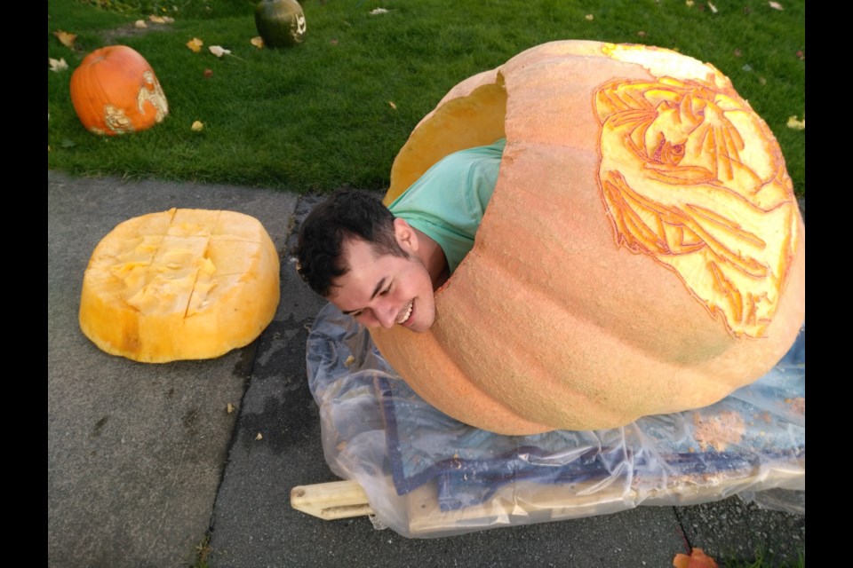 Ken and Shannon on Regent Street went to town with their giant pumpkins on Halloween night
