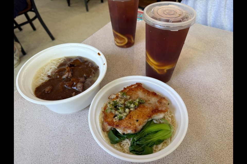 Beef satay noodles and ginger scallion chicken dry noodles are among an extensive list of food offerings at Richmond's Wasan Cafe.