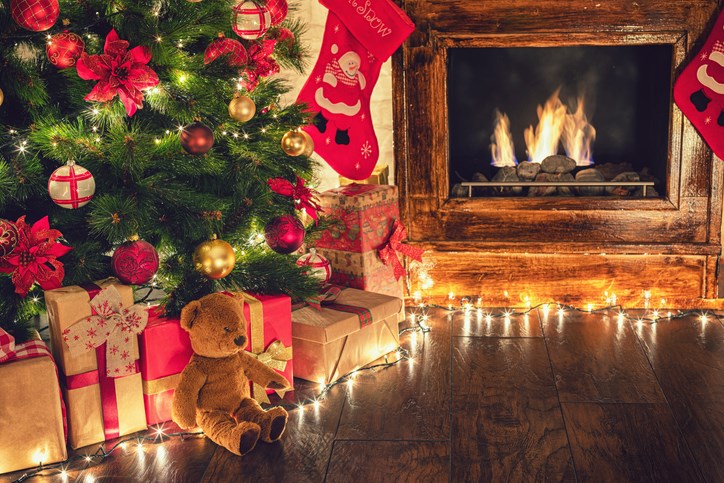Christmas tree and fire