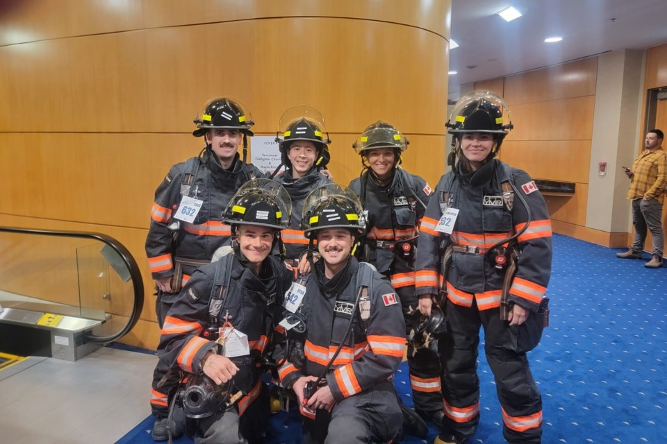 YVR's Fire and Rescue team completed the Climb the Wall challenge in full gear.