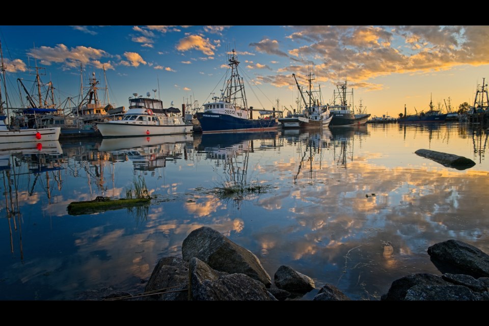 A mirror-like reflection at Steveston's Fisherman's Wharf.