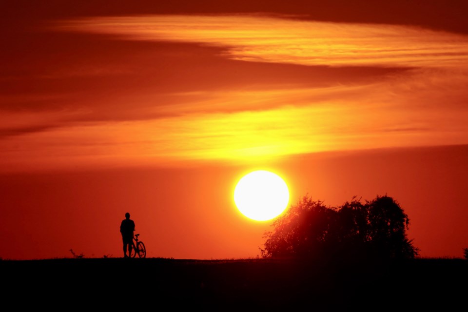 Sunset with a silhouette at Garry Point Park.