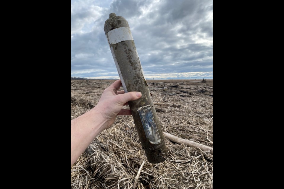 Steve LaRocca fond this military flare on the shores of the Salish Sea in Richmond