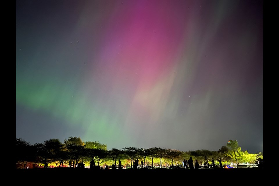 The northern lights at Steveston Village.