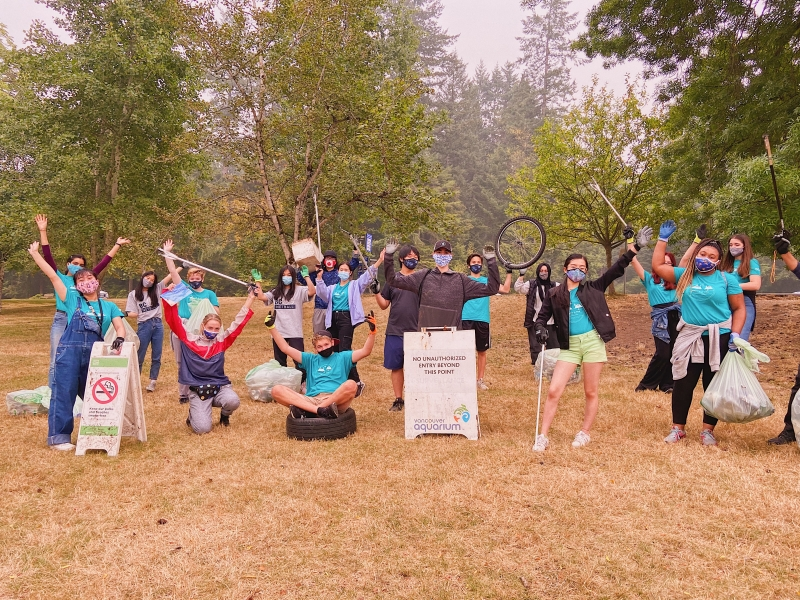 Jeannie Huang (second from right) is one of 15 Metro Vancouver teens who have launched an initiative to help clean up the region's shorelines and support local restaurants.