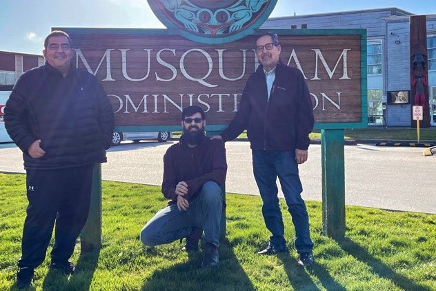 From left to right: Musqueam Chief Wayne Sparrow, archives and research manager Jason Woolman and Coun. Howard Grant.