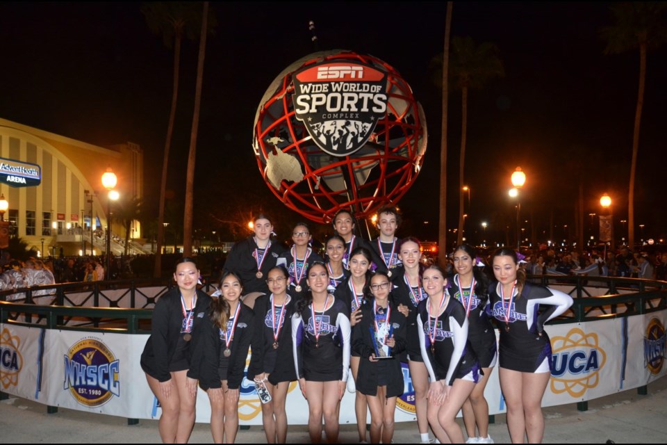The Cambie Cheer team won the bronze medal at the World School Cheerleading Championships