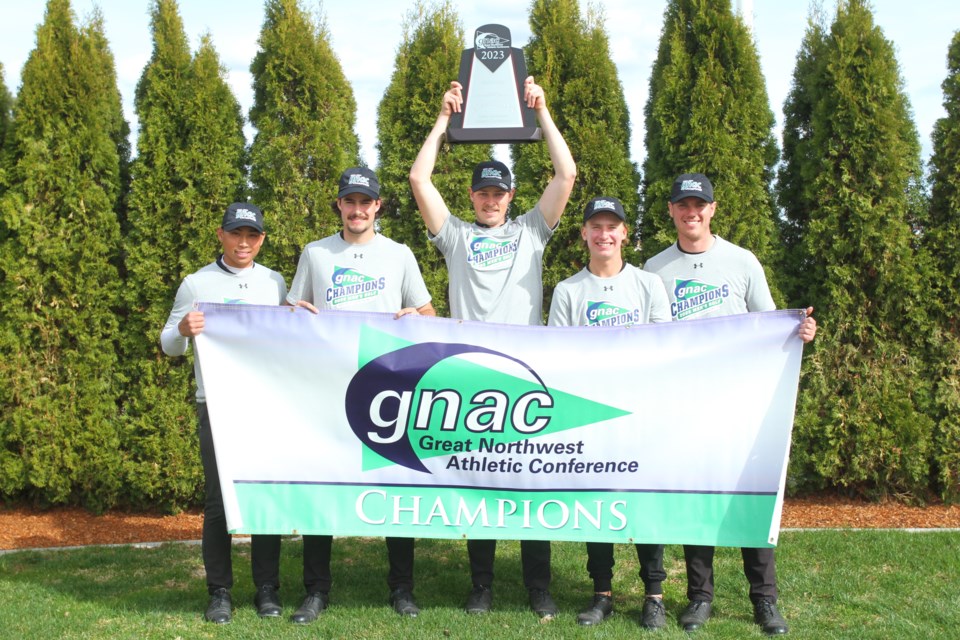 The winning SFU Red Leafs team with the GNAC title