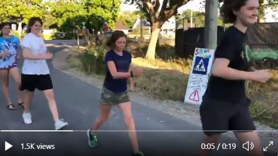 A group of kids and adults took up Evan Dunfee's Kraft KD challenge to do a silly walk in support of the 50K racewalker's Olympic Games tilt next week