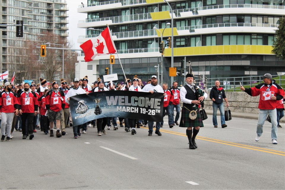 About 1,500 participants took to the streets of Richmond to kick-off the 2023 Molson CARHA Hockey World Cup on March 19.