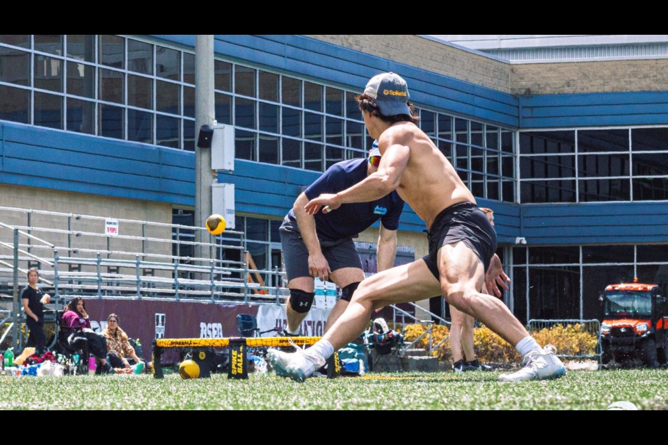 Richmond athlete Elijah Kim during a roundnet (spikeball) competition.