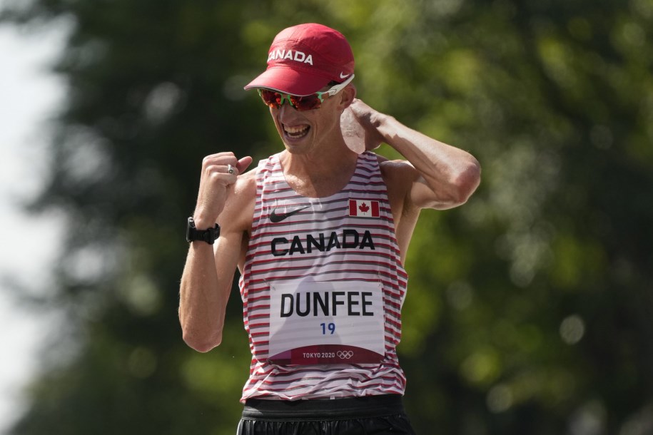Evan Dunfee captured bronze in the Olympic 50-km racewalking event.