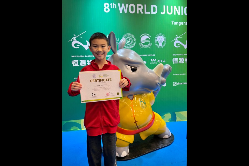 Junchen Yang, 11, places 5th in his first daoshu (broadsword) competition on a world stage.