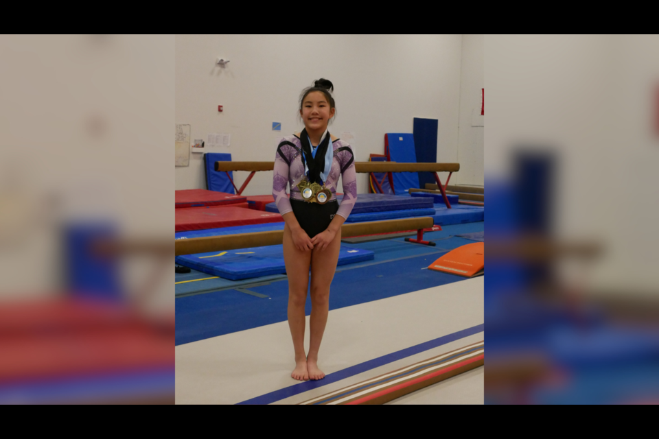 Leah Chen, 12, placed second overall at the 2023 Artistic Gymnastics BC Championship.