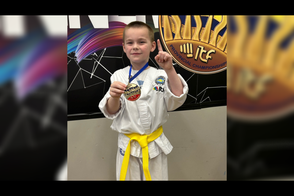 Richmond's Logan Minshall won gold in the seven to nine years old division at the B.C. Taekwondo Championships.