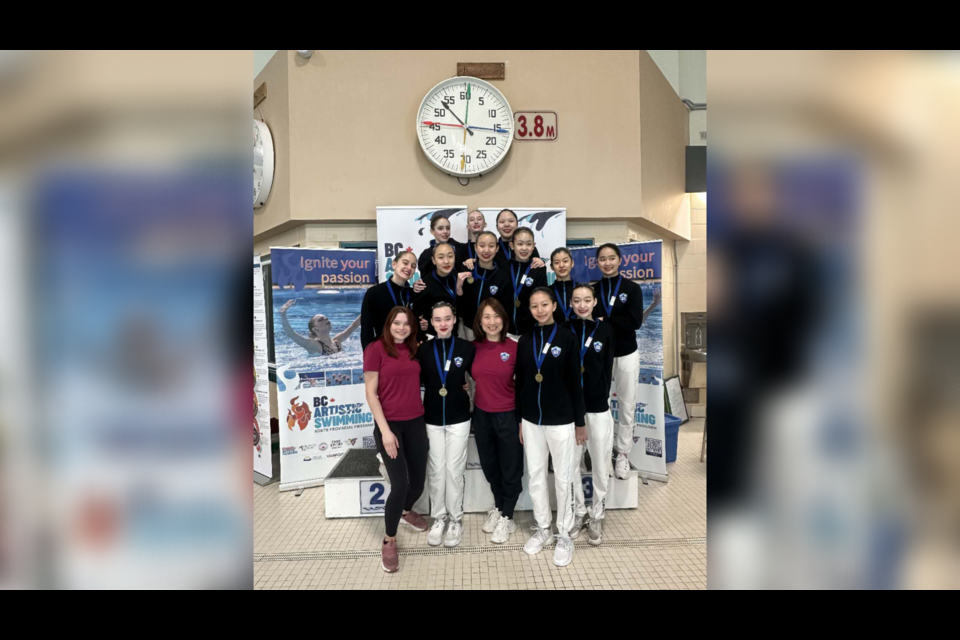 The PWS acrobatic routine team: Chiu Tung (Lucy) Zhou, Seray Sefayi, Abereena Xu, Chloe Berretta, Carol Qin, Teagan Gorter, Annie Wang, Ashley Zhou, Sol Park, Veniece Tseng, Cho Yee (Shirina) Ng and Ceilidh Mei Herrick.