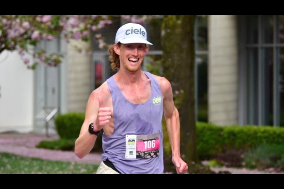 Richmond's Evan Dunfee was spotted racewalking at the 2025 Vancouver Sun Run