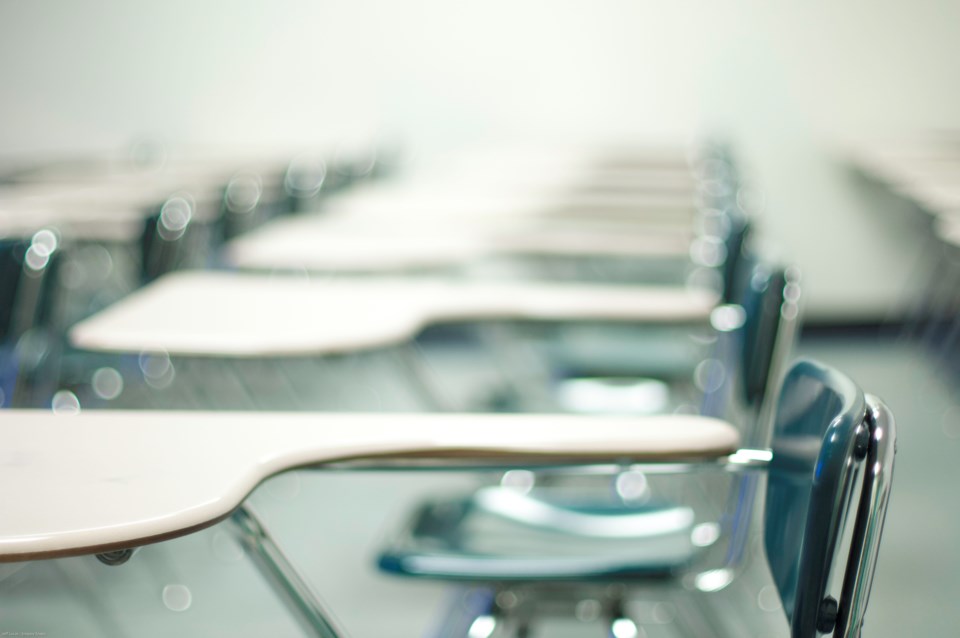 Desks in a classroom