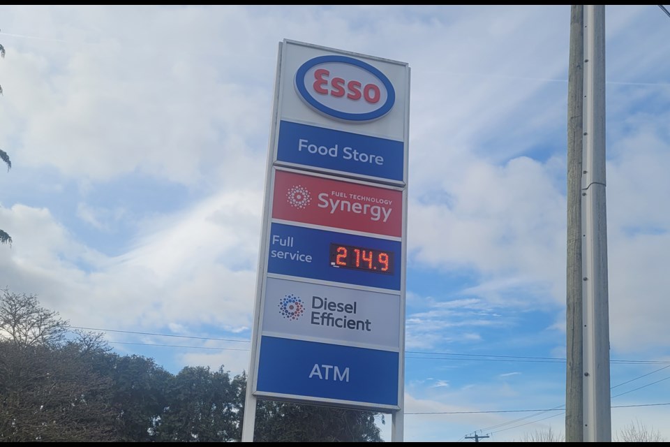 Esso in Hamilton, Richmond was one of the gas stations charging 214.9 cents for regular on Thursday morning