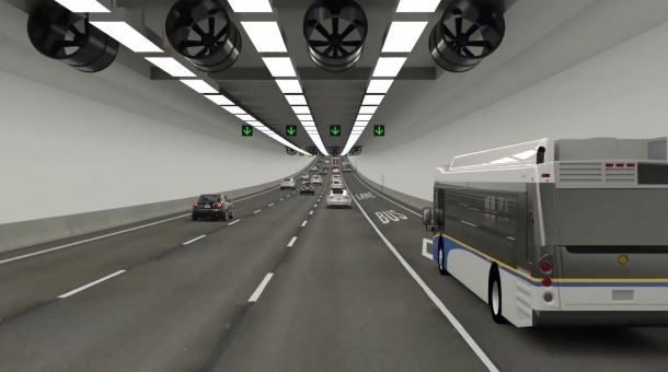 An artist's rendering of the inside of the new, eight-lane tunnel