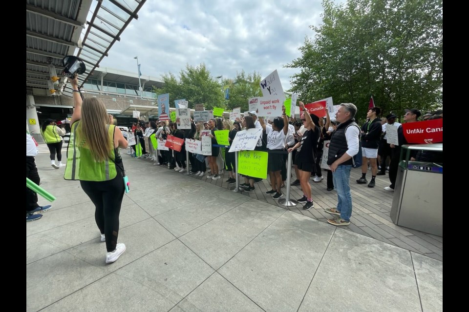 Air Canada flight attendants are on strike for a new fair collective agreement at Vancouver International Airport.