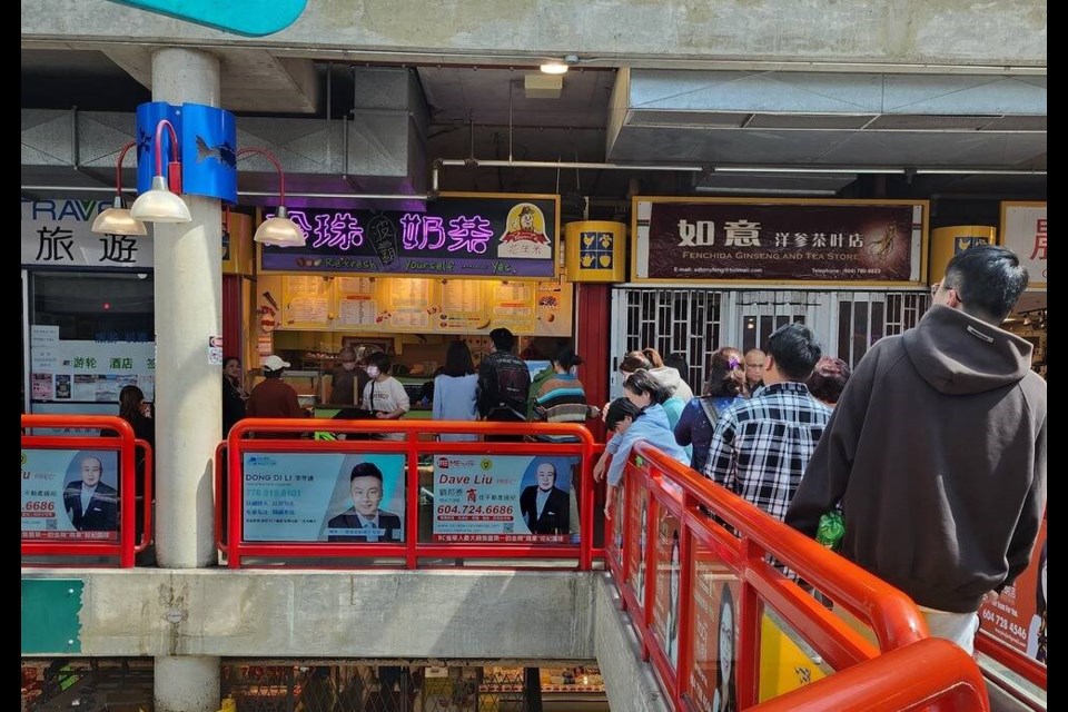 There is always a long lineup outside Peanut's Bubble Tea, a 29-year-old bubble tea shop at Richmond Public Market. Daisy Xiong photo