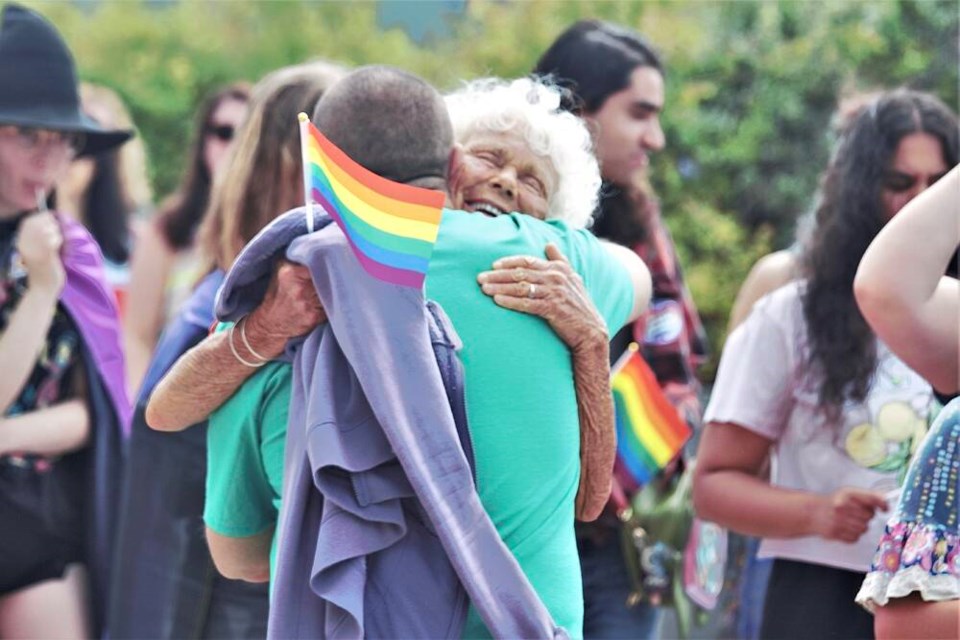 Hundreds of community members gathered in Steveston on Saturday for the first-ever Pride Walk in Richmond. Vikki Hui photo 