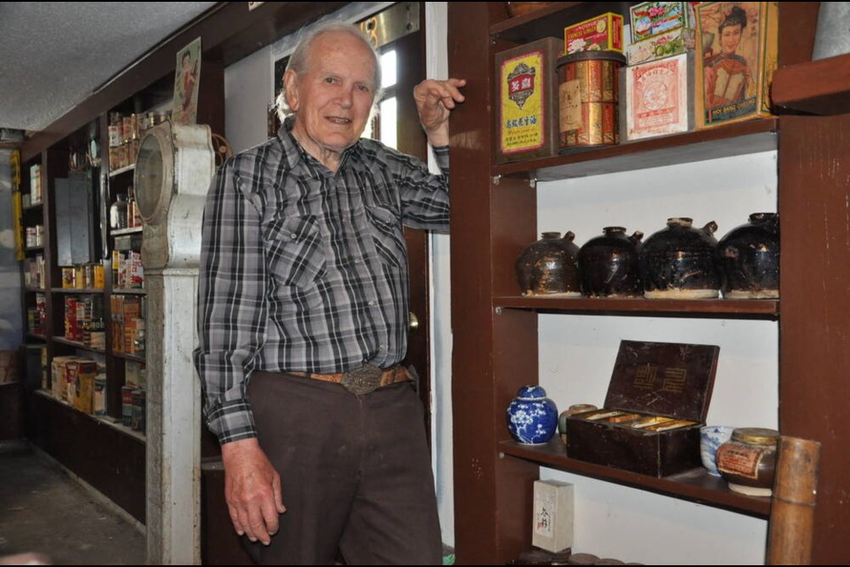 Retired city councillor Harold Steves stored some of the original items from Hong Wa store before it was demolished in 1977 and plans to put them on display in his house. Daisy Xiong photo