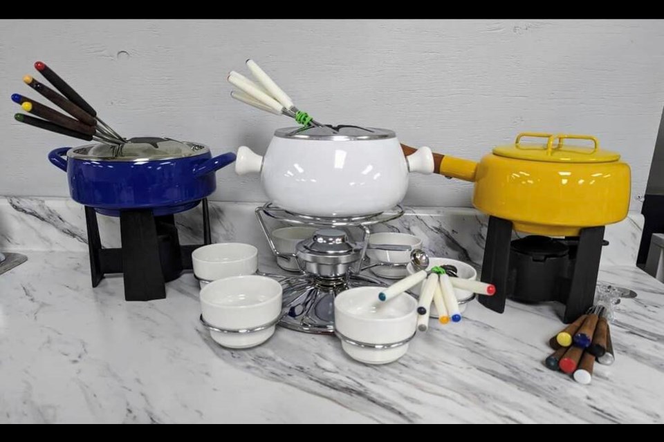 Fondue pots for sale at the hospital thrift store in Steveston probably date back to this foodie craze of the 1960s and 70s. 