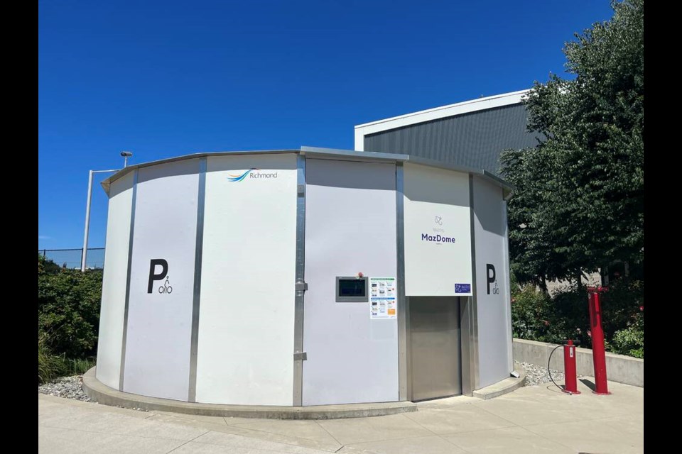 The futuristic bike storage facility outside the Minoru Centre for Active Living is currently out of service. Vikki Hui photo 