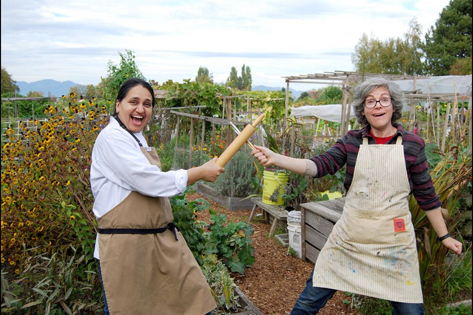 Bea Martin and Nav Sandhu led workshops for students at the Sharing Garden in Terra Nova. 