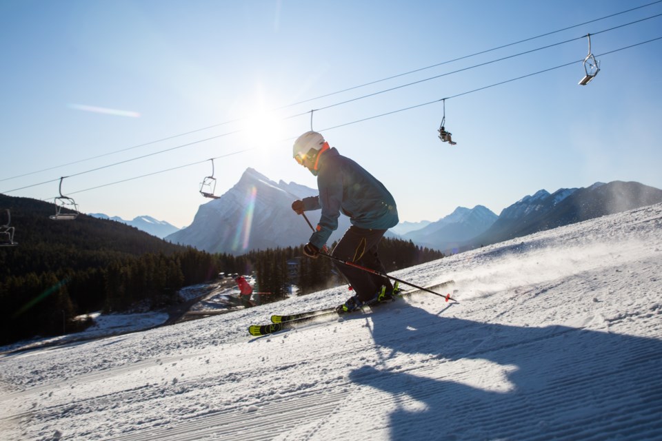 A skier completes his first run of the season on the opening day of the season at Mt. Norquay in Banff. RMO FILE PHOTO