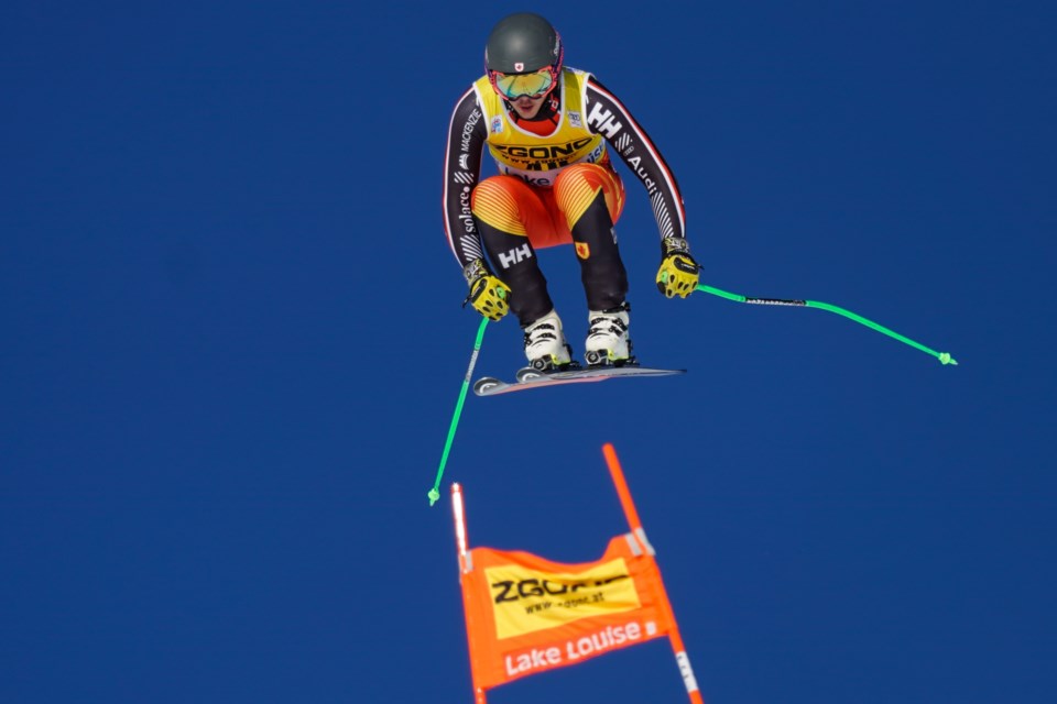 James Crawford of Canada flies through the air during the men’s downhill event in the 2019 Lake Louise Audi FIS Ski World Cup. On Thursday (Aug 20), it was announced the North American alpine skiing portion of the upcoming season would be realigned to existing technical and speed venues in Europe in a “unified decision” due to COVID-19. EVAN BUHLER RMO PHOTO⁠