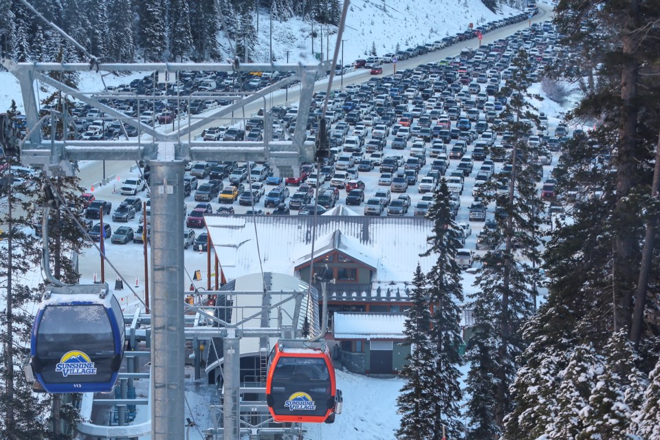 The parking lot at Sunshine Village Ski Resort in 2020. RMO FILE PHOTO