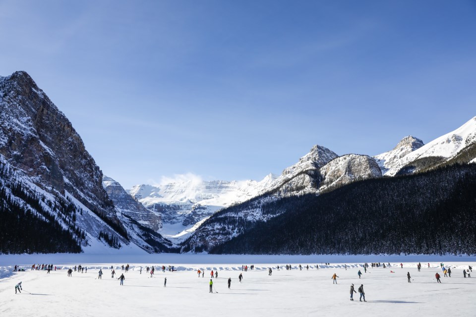 Hundreds of people skate on Lake Louise in Banff National Park on Saturday (Jan. 16). EVAN BUHLER RMO PHOTO