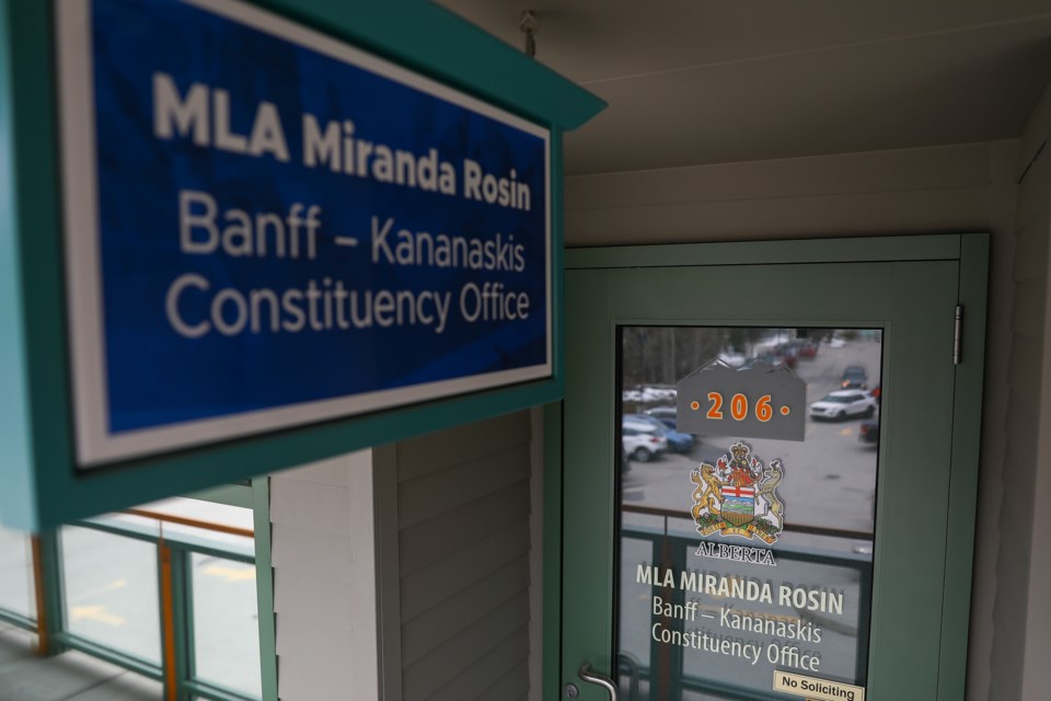 The office of MLA for Banff-Kananaskis, Miranda Rosin on Saturday (April 10). EVAN BUHLER RMO PHOTO