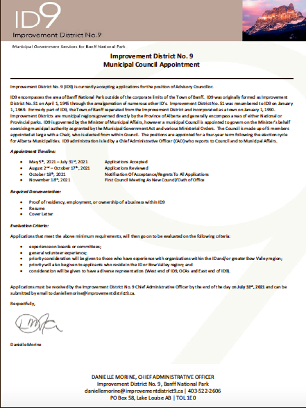 ID No. 9 – Municipal Council Appointment – July 22, 2021